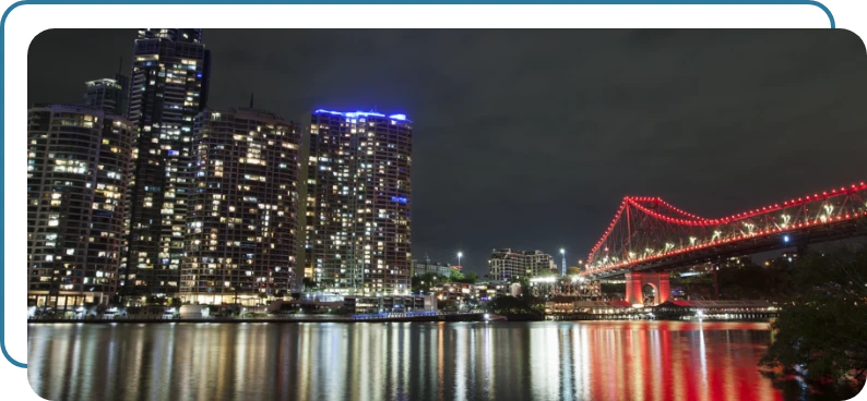 Brisbane night time city scene featuring Story Bridge Brisbane night time city scene featuring Story Bridge